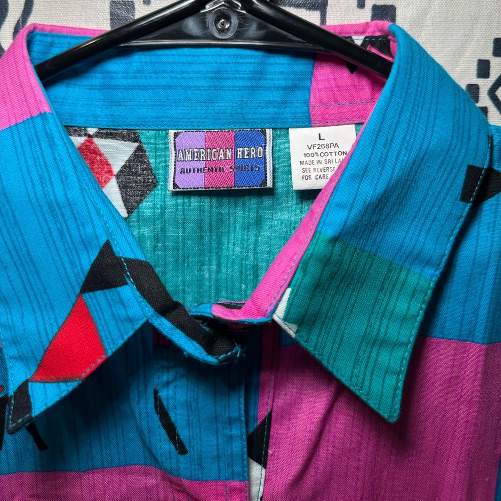 Vintage American Hero Color block Western Snap Short Sleeve Shirt Ladies Size‎ L - Picture 3 of 5